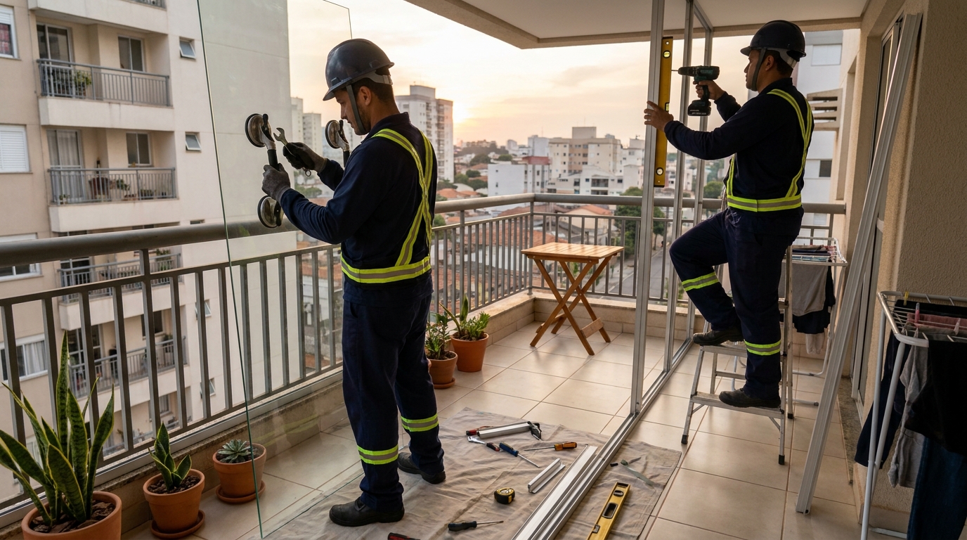 Fechamento em parede de vidro em Ipatinga‑MG